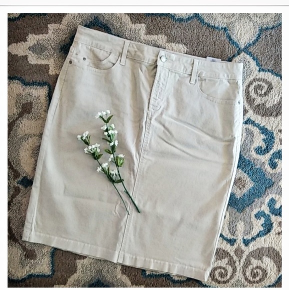 NYDJ Dresses & Skirts - NYDJ Khaki Modest Jean Midi Skirt 16 ( fit 14)